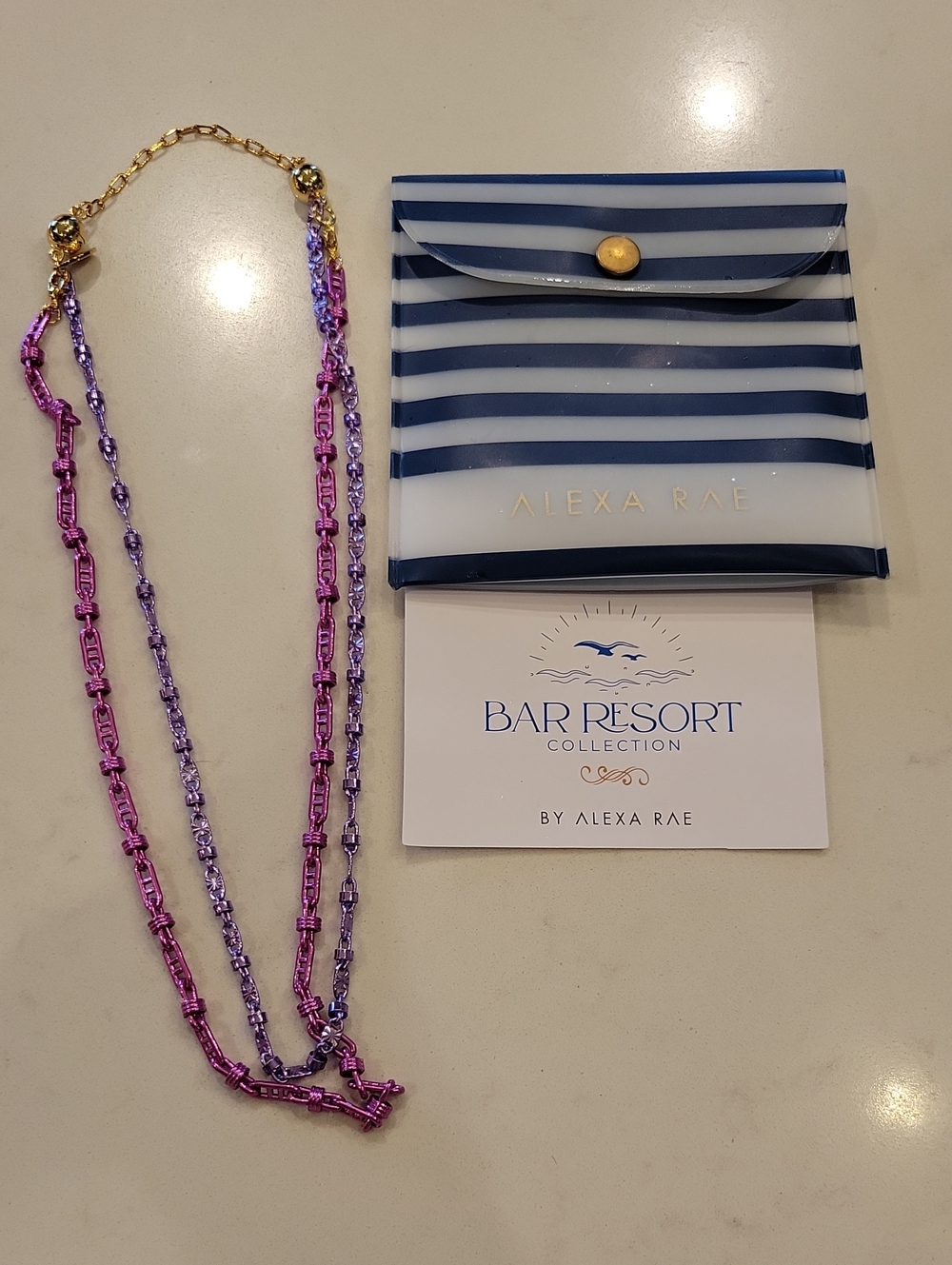 Alexa Rae Bar Resort Line Pink And Purple Necklace With Magnetic Clasp
